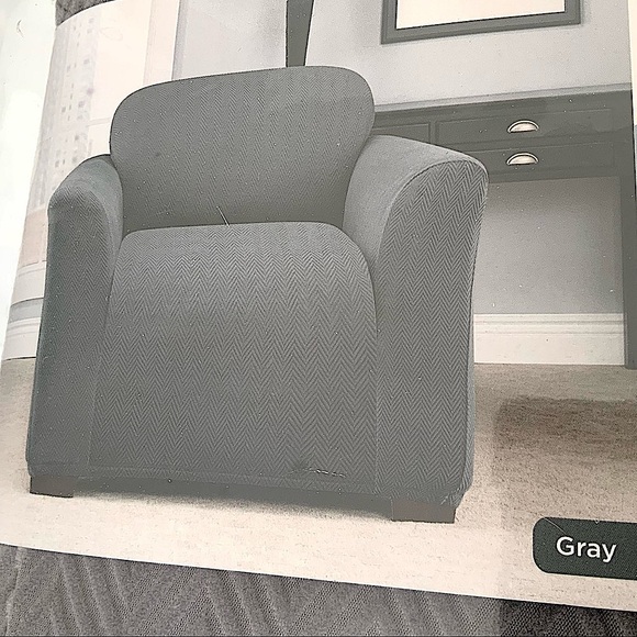 Sure Fit® Modern Chevron Chair Slipcover in Gray - Picture 6 of 6